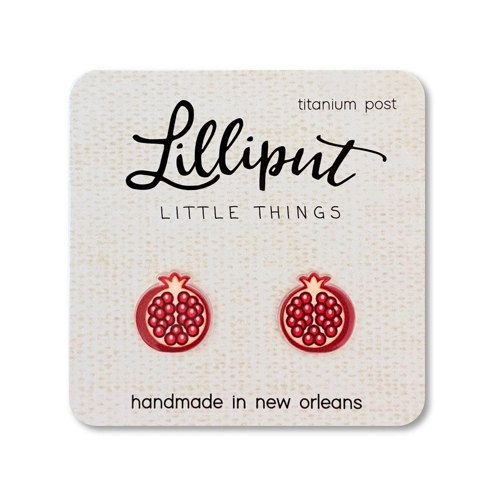 Lilliput Little Things Pomegranate Stud Earrings Acrylic Nickel Free Brand New